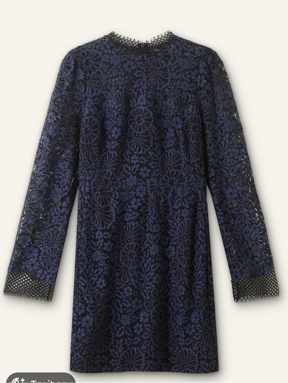 NWOT ME+EM Fit + Flare Navy Black Floral Lace Mini Dress Sz 4